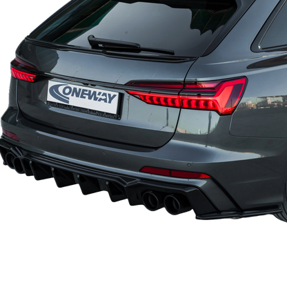 Heckseitendiffusor Splitter passend für Audi S6 C8 (Limousine-Avant) 2019+ Hochglanz Schwarz