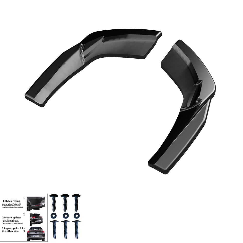 RS11.012 - Heckseitliche Diffusor Splitter passend für AUDI S3 Sportback 8V Facelift 2016-2019 Hochglanz Schwarz