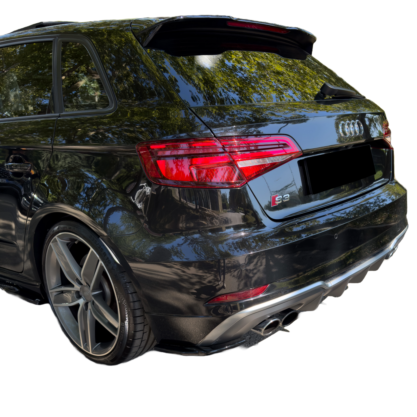 RS11.012 - Heckseitliche Diffusor Splitter passend für AUDI S3 Sportback 8V Facelift 2016-2019 Hochglanz Schwarz