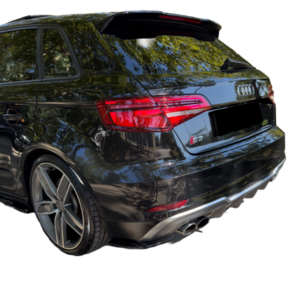 RS11.012 - Heckseitliche Diffusor Splitter passend für AUDI S3 Sportback 8V Facelift 2016-2019 Hochglanz Schwarz