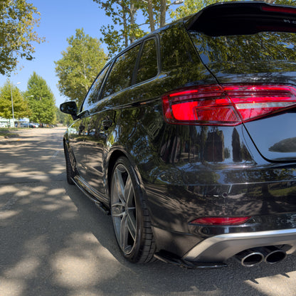 RS11.012 - Heckseitliche Diffusor Splitter passend für AUDI S3 Sportback 8V Facelift 2016-2019 Hochglanz Schwarz