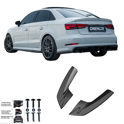 Heckseitensplitter Diffusoren passend für Audi S3 8V Limousine 2013-2016 Hochglanz Schwarz