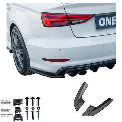 Heckseitensplitter Diffusoren passend für Audi S3 8V Limousine 2013-2016 Hochglanz Schwarz