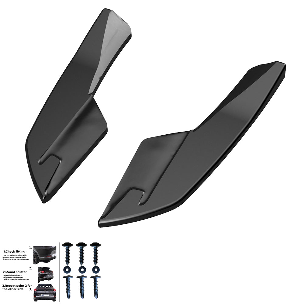 Heckseitensplitter Diffusoren passend für Audi S3 8V Limousine 2013-2016 v2 Hochglanz Schwarz