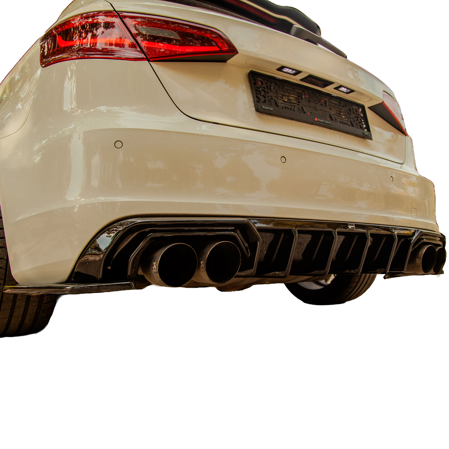 Heckseitensplitter Diffusoren passend für Audi S3 8V Sportback 2013-2016 Hochglanz Schwarz