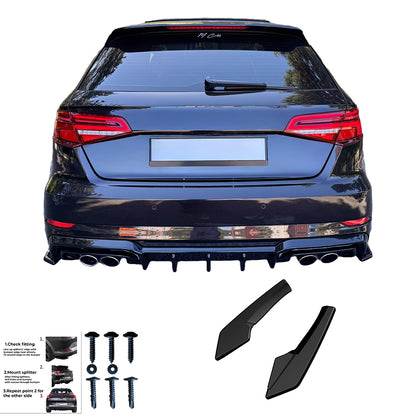 Heckseitensplitter passend für Audi S3 Sportback 8V Facelift 2016-2020 Hochglanz Schwarz