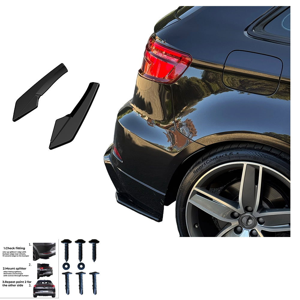 Heckseitensplitter passend für Audi S3 Sportback 8V Facelift 2016-2020 Hochglanz Schwarz
