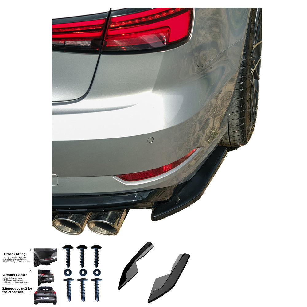 Heckseitensplitter passend für Audi A3 8V Facelift Limousine 2016-2020 Heckseitensplitter Hochglanz Schwarz