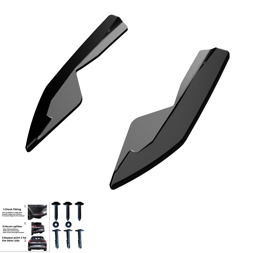 Heckseitensplitter passend für Audi A3 8V Facelift Limousine 2016-2020 Heckseitensplitter Hochglanz Schwarz