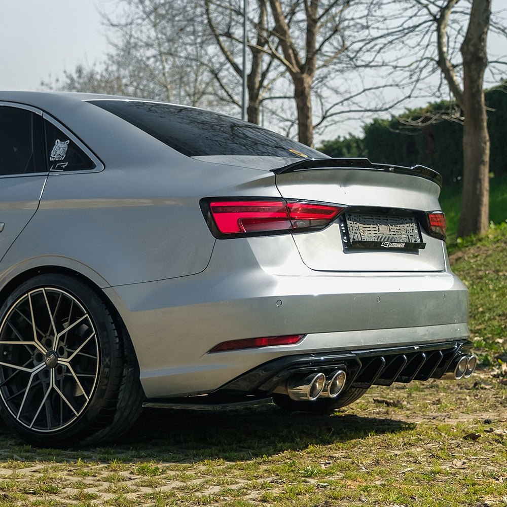 Heckseitensplitter passend für Audi A3 8V Facelift Limousine 2016-2020 Heckseitensplitter Hochglanz Schwarz