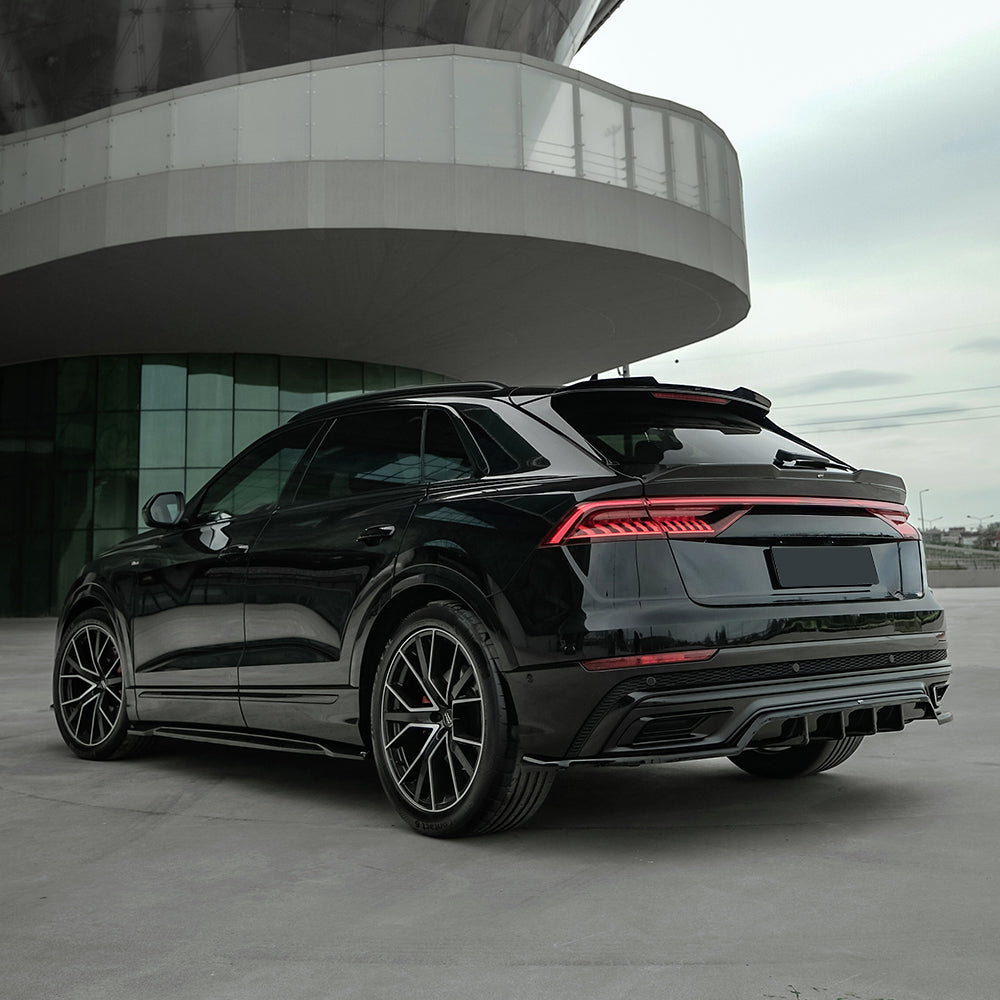 Heckmittel-Splitter passend für Audi Q8 S-Line Mk1 2018-2023 Hochglanz Schwarz