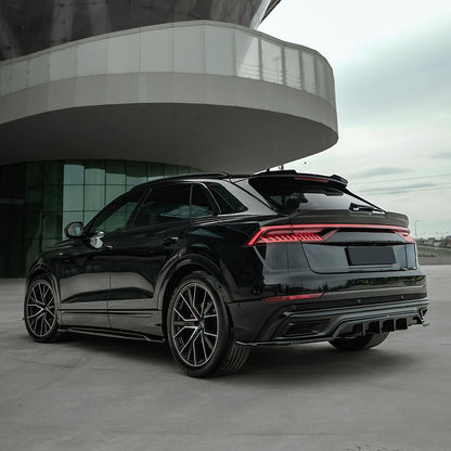 Heckmittel-Splitter passend für Audi Q8 S-Line Mk1 2018-2023 Hochglanz Schwarz