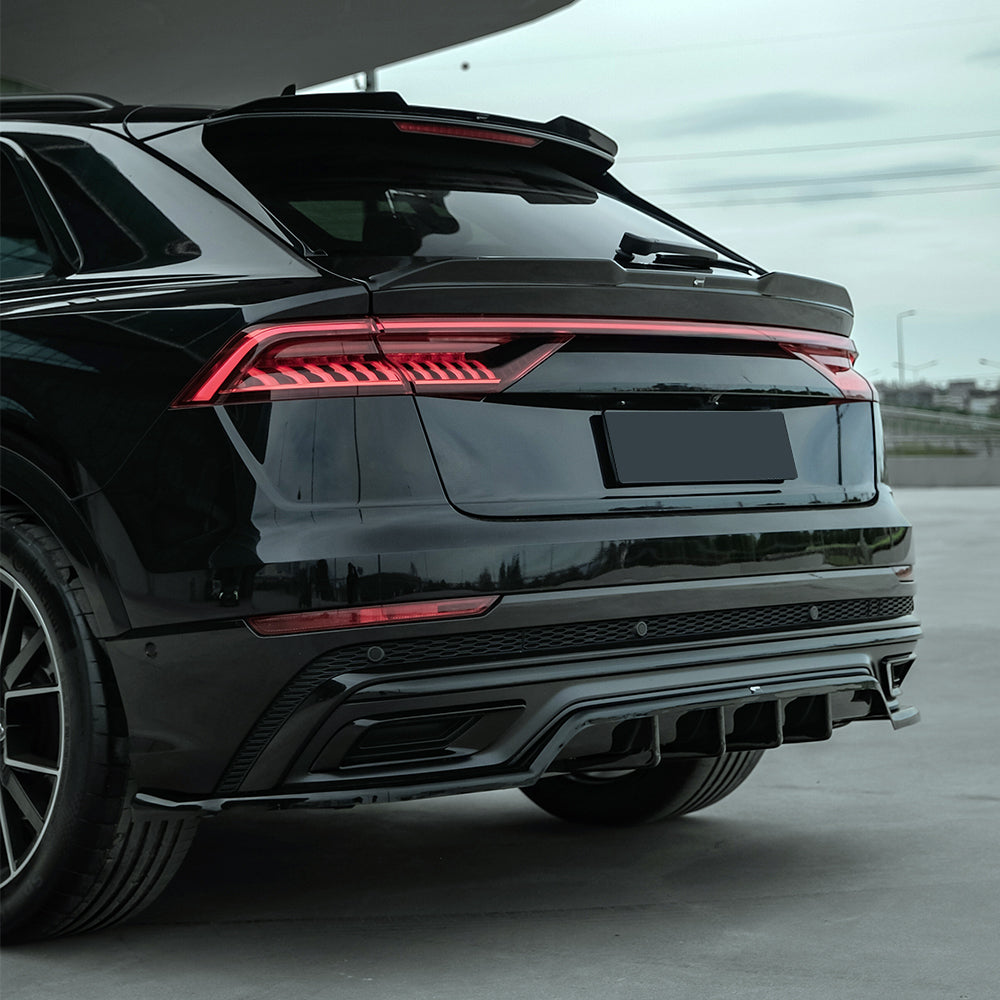 Heckmittel-Splitter passend für Audi Q8 S-Line Mk1 2018-2023 Hochglanz Schwarz