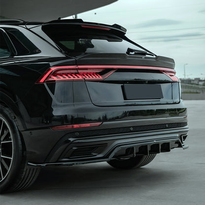 Heckmittel-Splitter passend für Audi Q8 S-Line Mk1 2018-2023 Hochglanz Schwarz