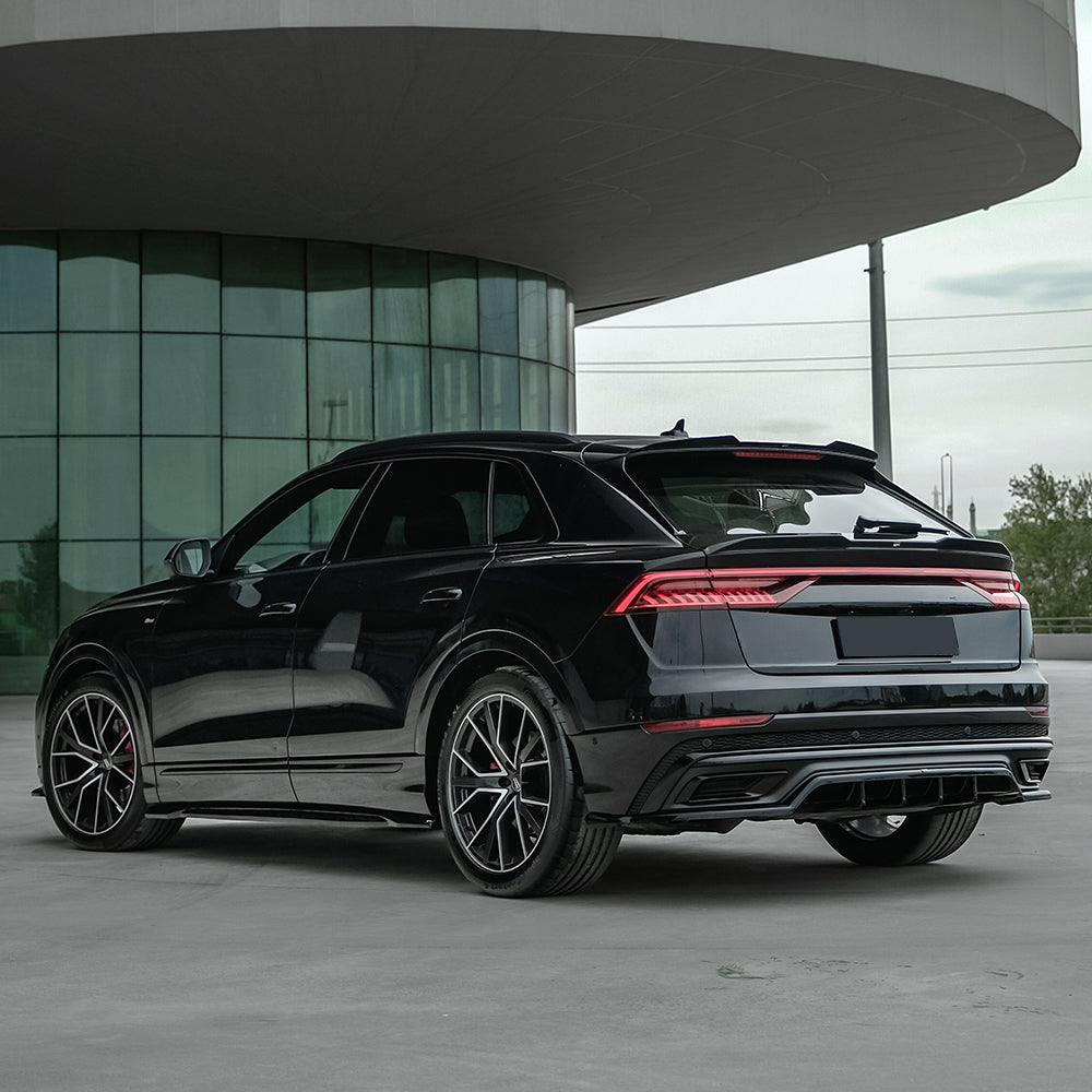 Heckmittel-Splitter passend für Audi Q8 S-Line Mk1 2018-2023 Hochglanz Schwarz