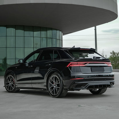 Heckmittel-Splitter passend für Audi Q8 S-Line Mk1 2018-2023 Hochglanz Schwarz