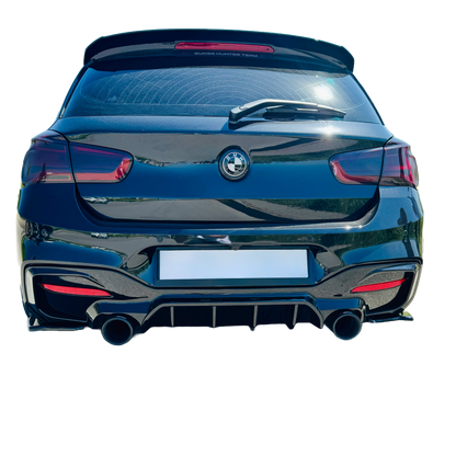 RS11.007 - Heckseitliche Diffusor Splitter passend für BMW 1er F20/F21 Facelift 2015-2019 Hochglanz Schwarz