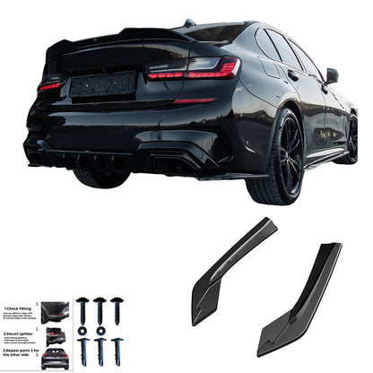 Heckseitige Diffusor Splitter passend für BMW 3er M-Pack G20/G21 2018-2022 Hochglanz Schwarz