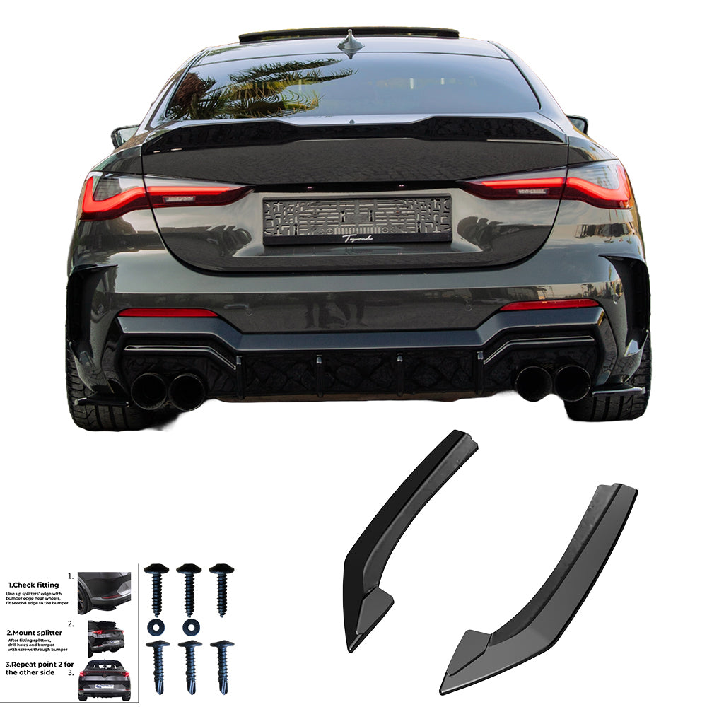 Heckseitige Diffusor-Splitter passend für BMW 4er G22 M-Paket / M440i 2020+ Hochglanz Schwarz