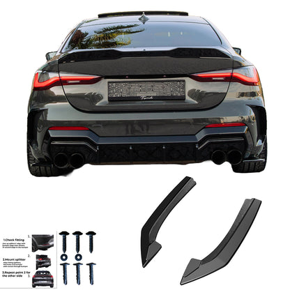 Heckseitige Diffusor-Splitter passend für BMW 4er G22 M-Paket / M440i 2020+ Hochglanz Schwarz