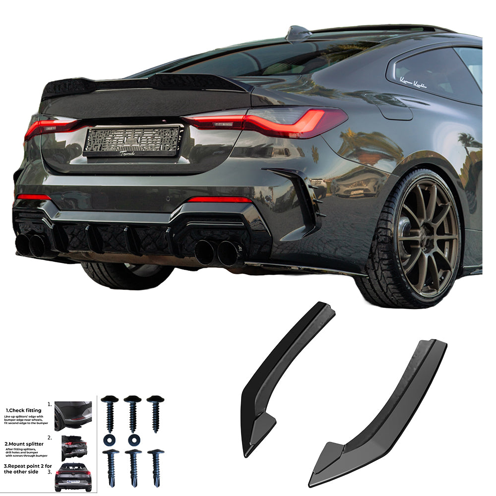 Heckseitige Diffusor-Splitter passend für BMW 4er G22 M-Paket / M440i 2020+ Hochglanz Schwarz
