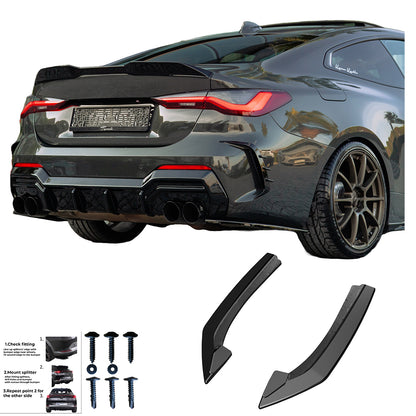 Heckseitige Diffusor-Splitter passend für BMW 4er G22 M-Paket / M440i 2020+ Hochglanz Schwarz