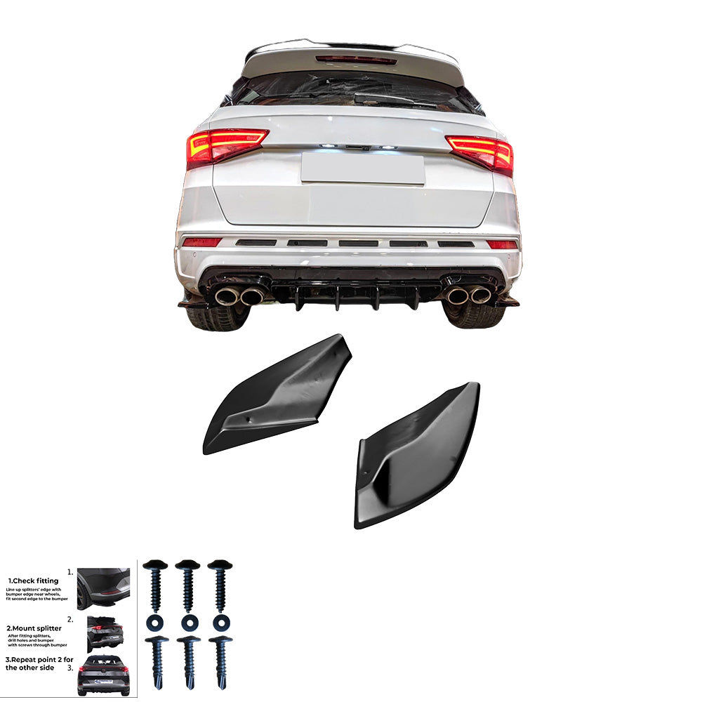 RS11.003 - Heckseitliche Diffusor Splitter passend für CUPRA Ateca Mk1 2018+ Hochglanz Schwarz