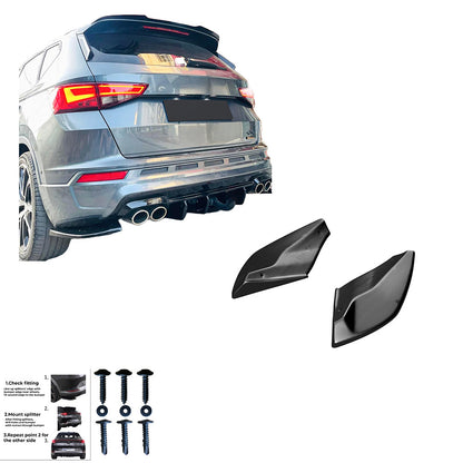 RS11.003 - Heckseitliche Diffusor Splitter passend für CUPRA Ateca Mk1 2018+ Hochglanz Schwarz