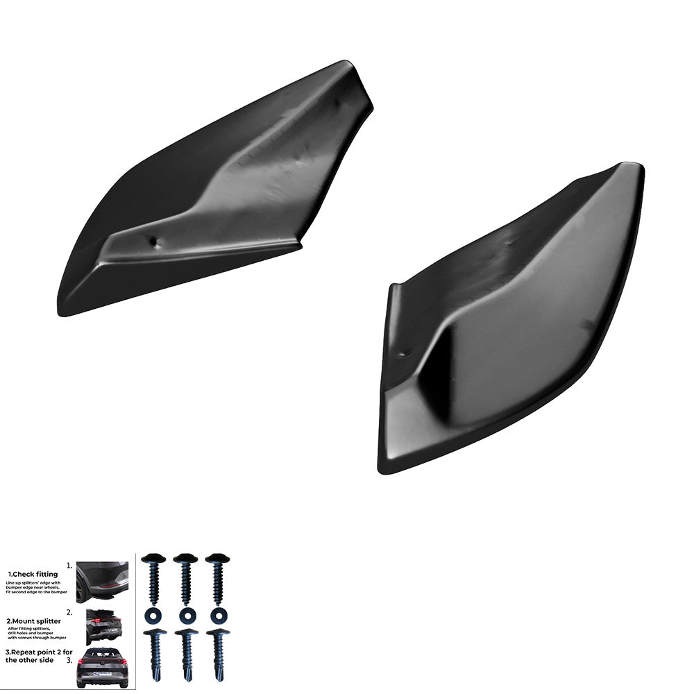 RS11.003 - Heckseitliche Diffusor Splitter passend für CUPRA Ateca Mk1 2018+ Hochglanz Schwarz
