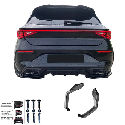 Heckstoßstange Diffusor Splitter passend für CUPRA Leon Mk1 / Mk1 Facelift 2020+ Version 2 Hochglanz Schwarz