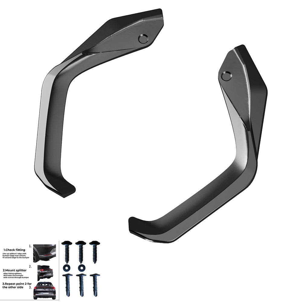 Heckstoßstange Diffusor Splitter passend für CUPRA Leon Mk1 / Mk1 Facelift 2020+ Version 2 Hochglanz Schwarz
