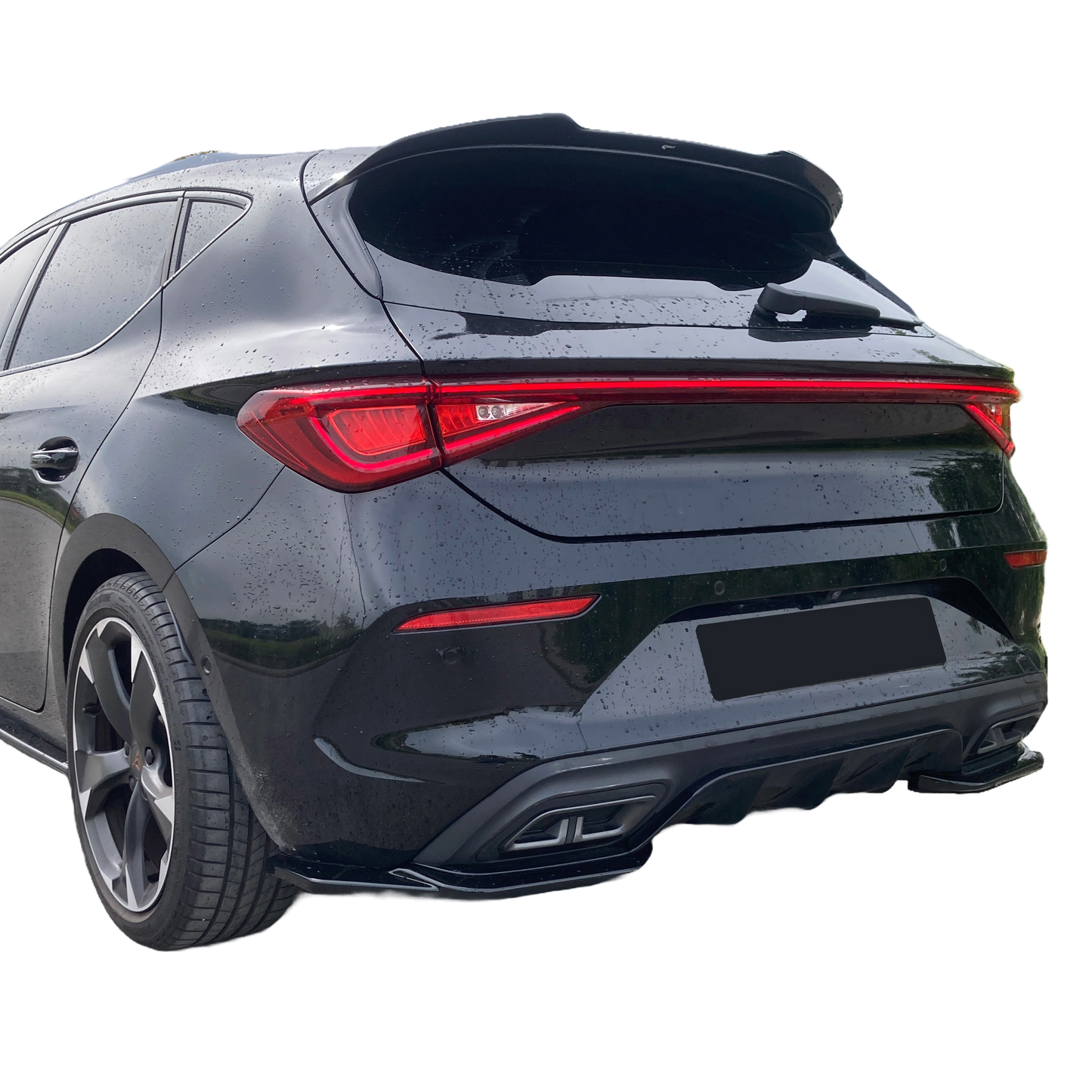 Heckstoßstange Diffusor Splitter passend für CUPRA Leon Mk1 / Mk1 Facelift 2020+ Version 2 Hochglanz Schwarz