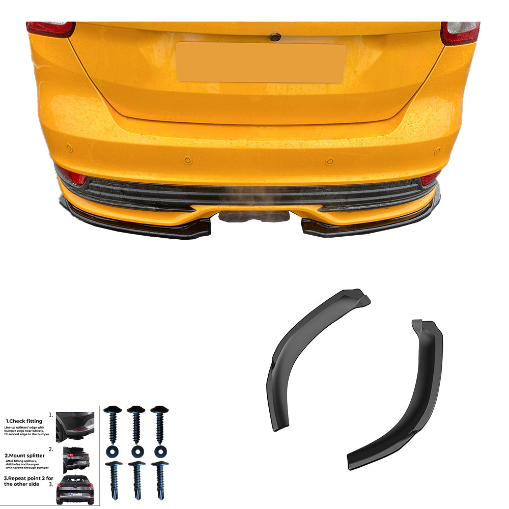 Heckstoßstange Seitendiffuser Splitter Hochglanz Schwarz passend für Ford Focus ST Mk3 Facelift 2015-2018