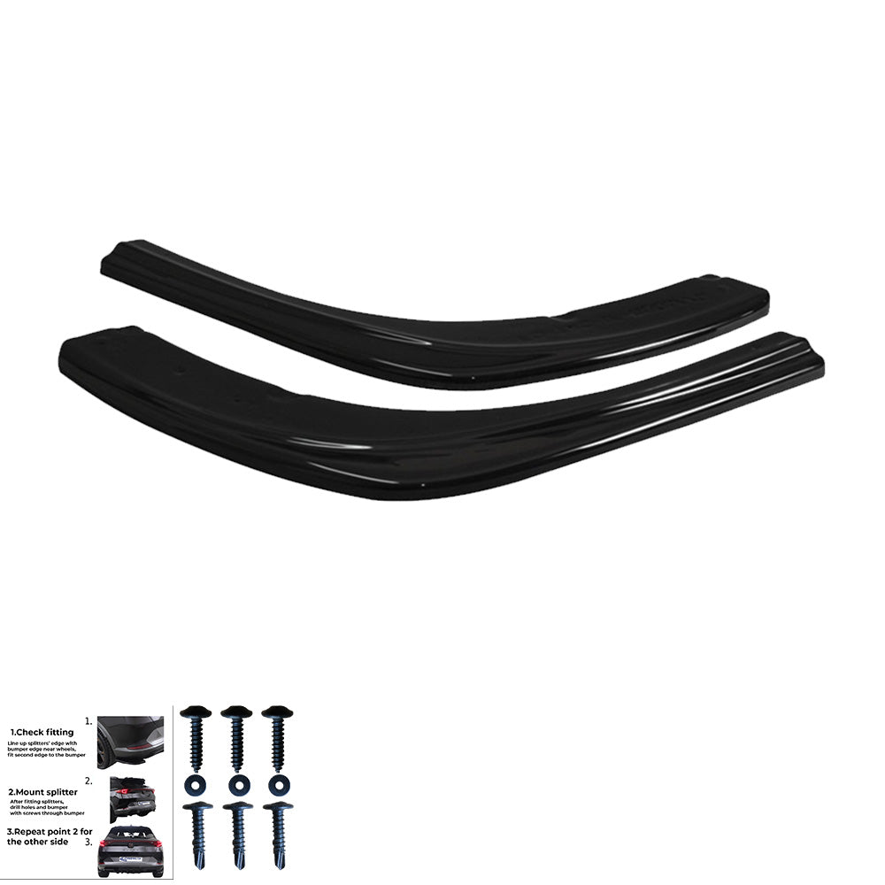 RS11.002 - Heckseitliche Diffusor Splitter passend für FORD Transit Custom MK1 Facelift 2018-2022 Hochglanz Schwarz