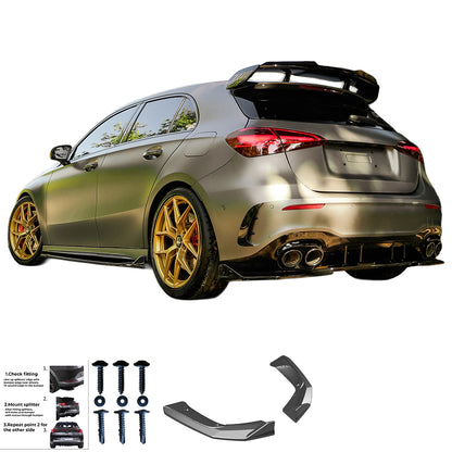 RS11.065 - Heckseitensplitter passend für Mercedes A45 S Aero Pack W177 / W177 Facelift 2019+ Hochglanz Schwarz