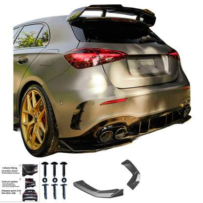 RS11.065 - Heckseitensplitter passend für Mercedes A45 S Aero Pack W177 / W177 Facelift 2019+ Hochglanz Schwarz