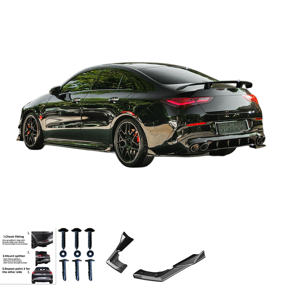 RS11.069 - Heckseitensplitter passend für Mercedes CLA35 / CLA45 Aero Pack C118 2019-2023 Hochglanz Schwarz