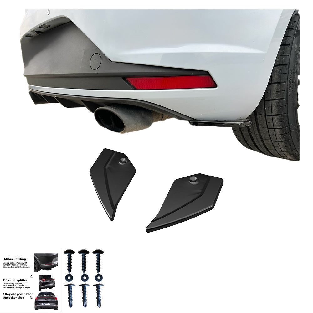 RS11.010 - Heckseitliche Diffusor Splitter passend für SEAT Leon FR MK3 2012-2016 Hochglanz Schwarz