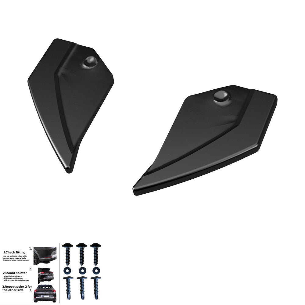 RS11.010 - Heckseitliche Diffusor Splitter passend für SEAT Leon FR MK3 2012-2016 Hochglanz Schwarz