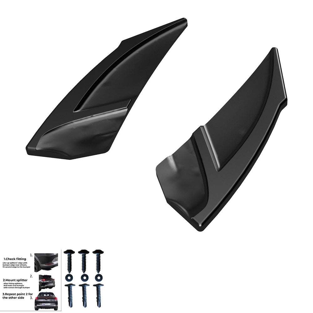 RS11.008 - Heckseitliche Diffusor Splitter passend für VW Golf MK 7 R 2013-2016 Hochglanz Schwarz