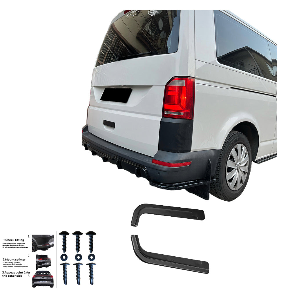 Heckseitendiffusor Splitter passend für VW Transporter T6 / T6.1 2015-2021 Hochglanz Schwarz