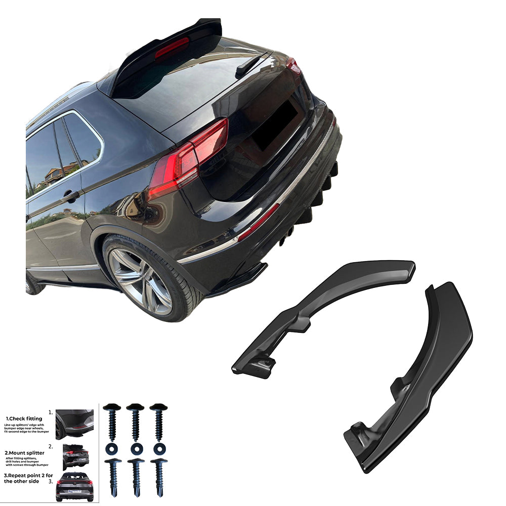 Heckstoßstange Diffusor Splitter passend für VW Tiguan Mk2 Standard / R-Line 2015-2020 Hochglanz Schwarz