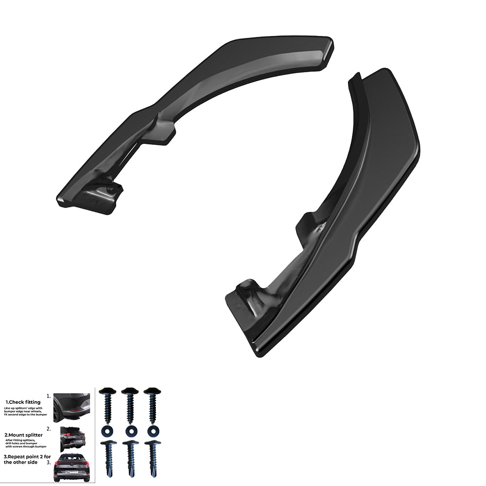 Heckstoßstange Diffusor Splitter passend für VW Tiguan Mk2 Standard / R-Line 2015-2020 Hochglanz Schwarz