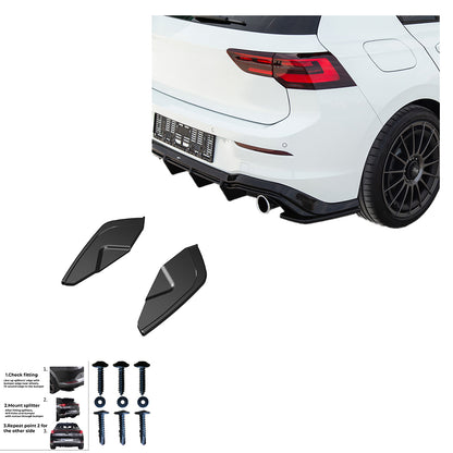 Heckstoßstange Diffusor Splitter passend für VW Golf Mk8 GTI 2020+ Hochglanz Schwarz