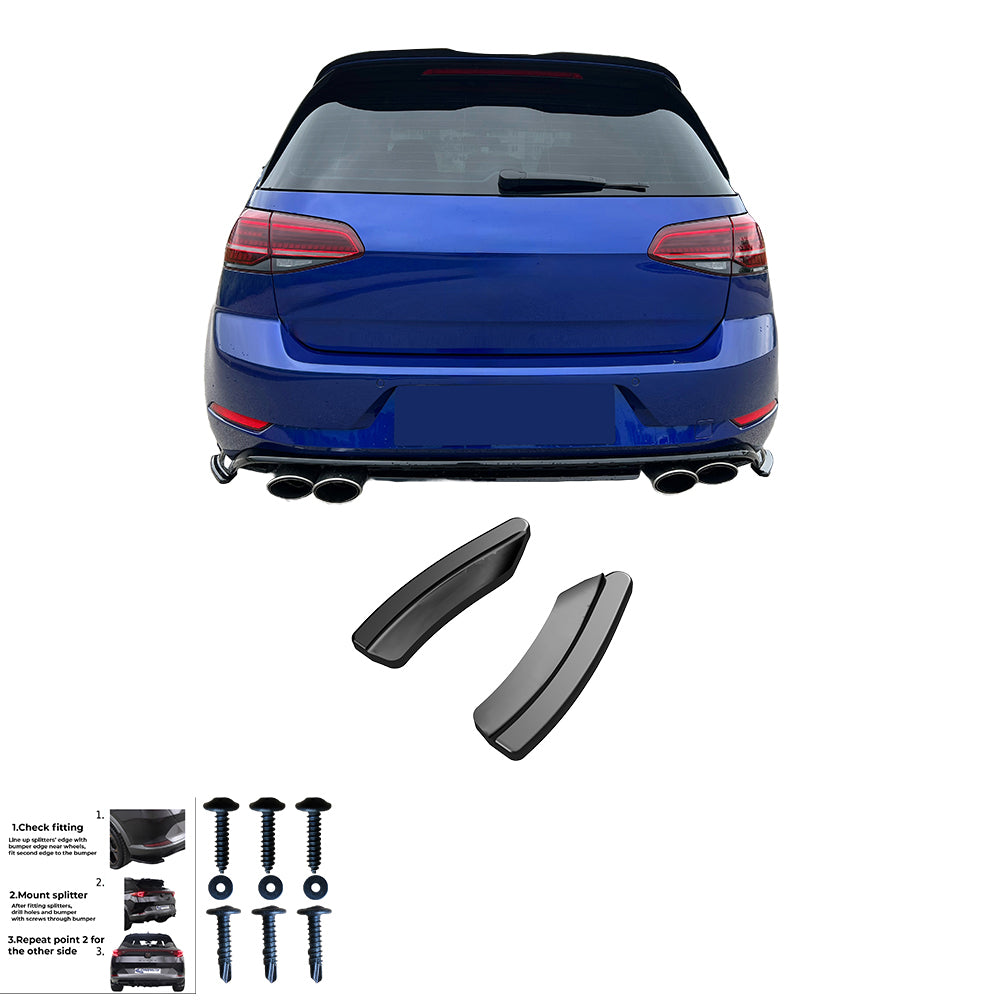 RS11.009 - Heckseitliche Diffusor Splitter passend für VW Golf MK 7.5 R 2017-2020 Hochglanz Schwarz
