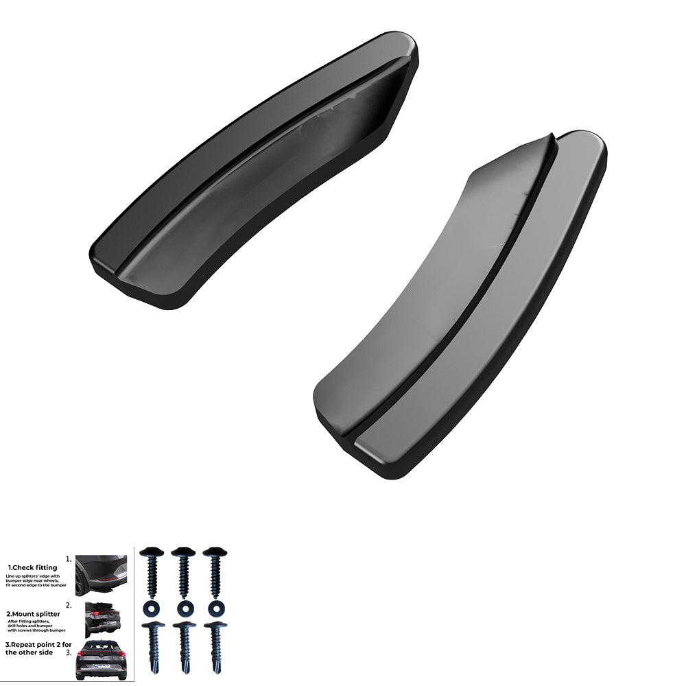 RS11.009 - Heckseitliche Diffusor Splitter passend für VW Golf MK 7.5 R 2017-2020 Hochglanz Schwarz