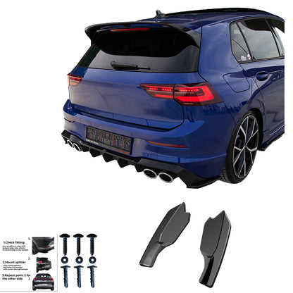 Heckseitensplitter Diffusoren passend für VW Golf R Mk8 2020+ Hochglanz Schwarz