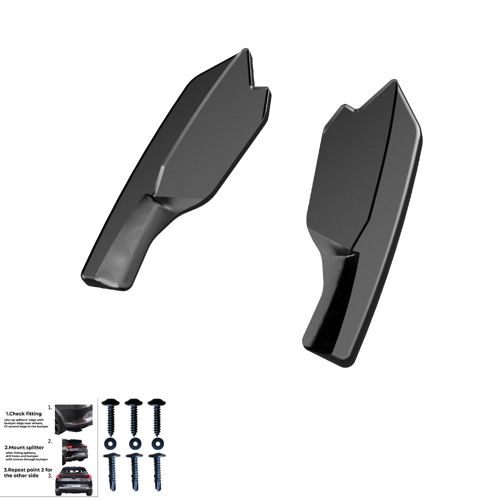 Heckseitensplitter Diffusoren passend für VW Golf R Mk8 2020+ Hochglanz Schwarz