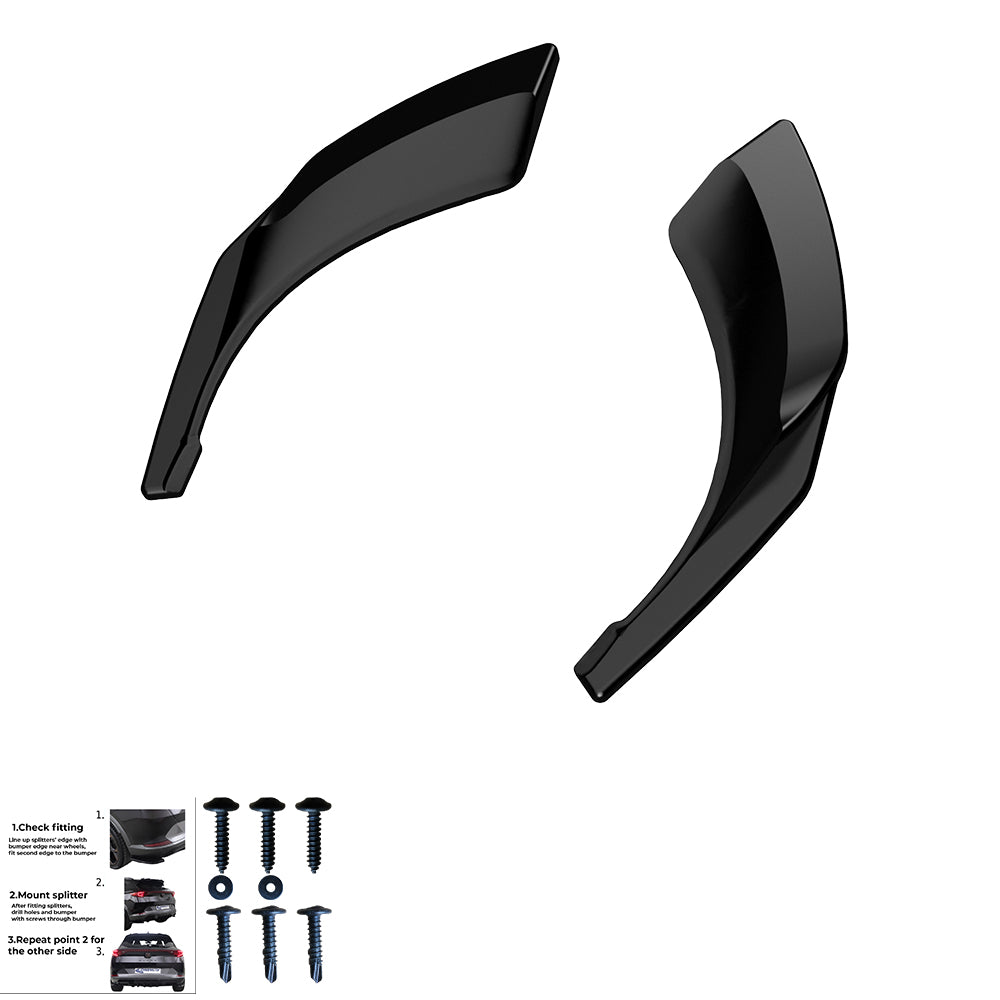 Heckseitensplitter Diffusoren passend für VW Tiguan R-Line Mk2 Facelift 2020-2024 Hochglanz Schwarz
