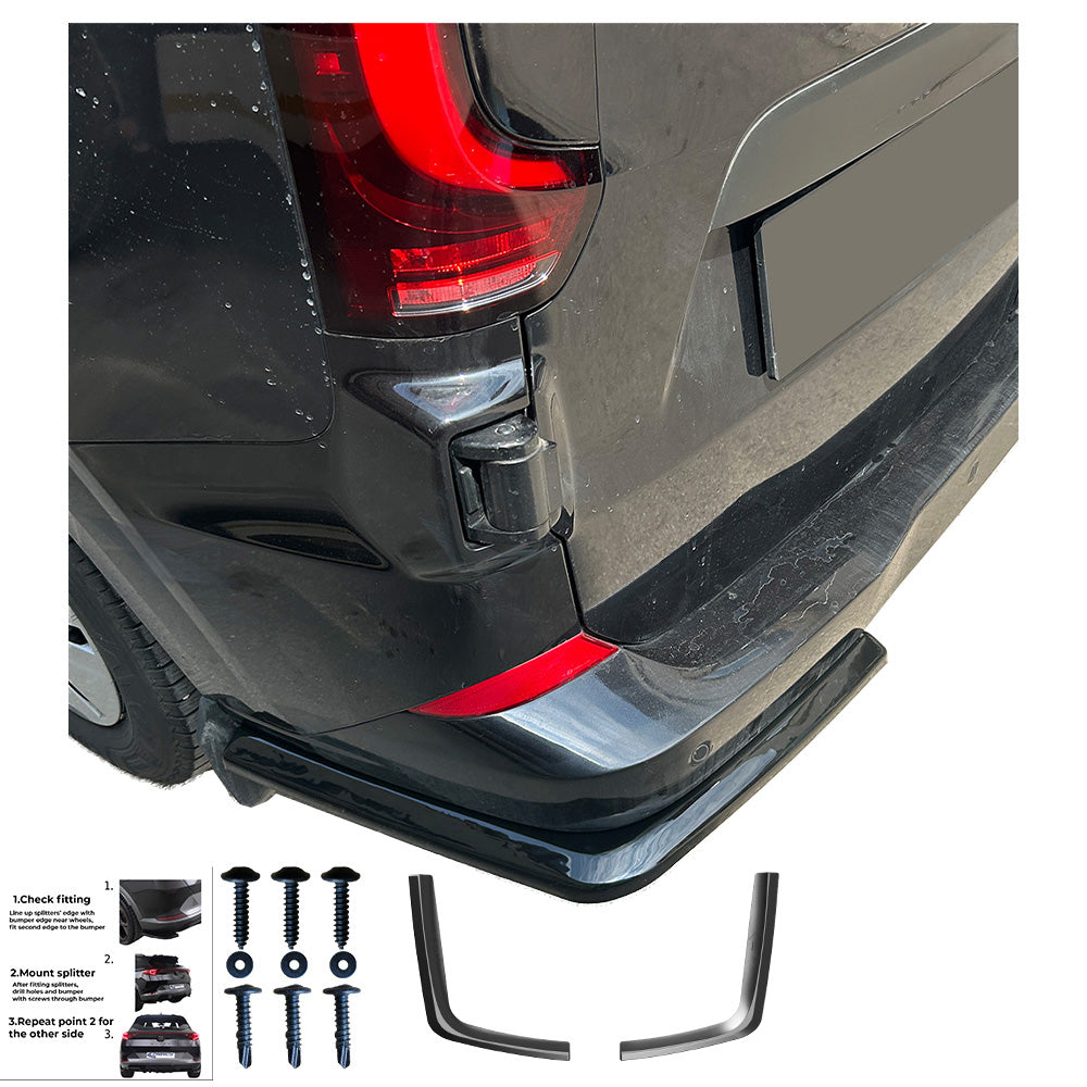 Hecksplitter passend für VW Transporter T7 LWB 2024+ / FORD Transit Custom Mk2 LWB 2023+ Hochglanz Schwarz